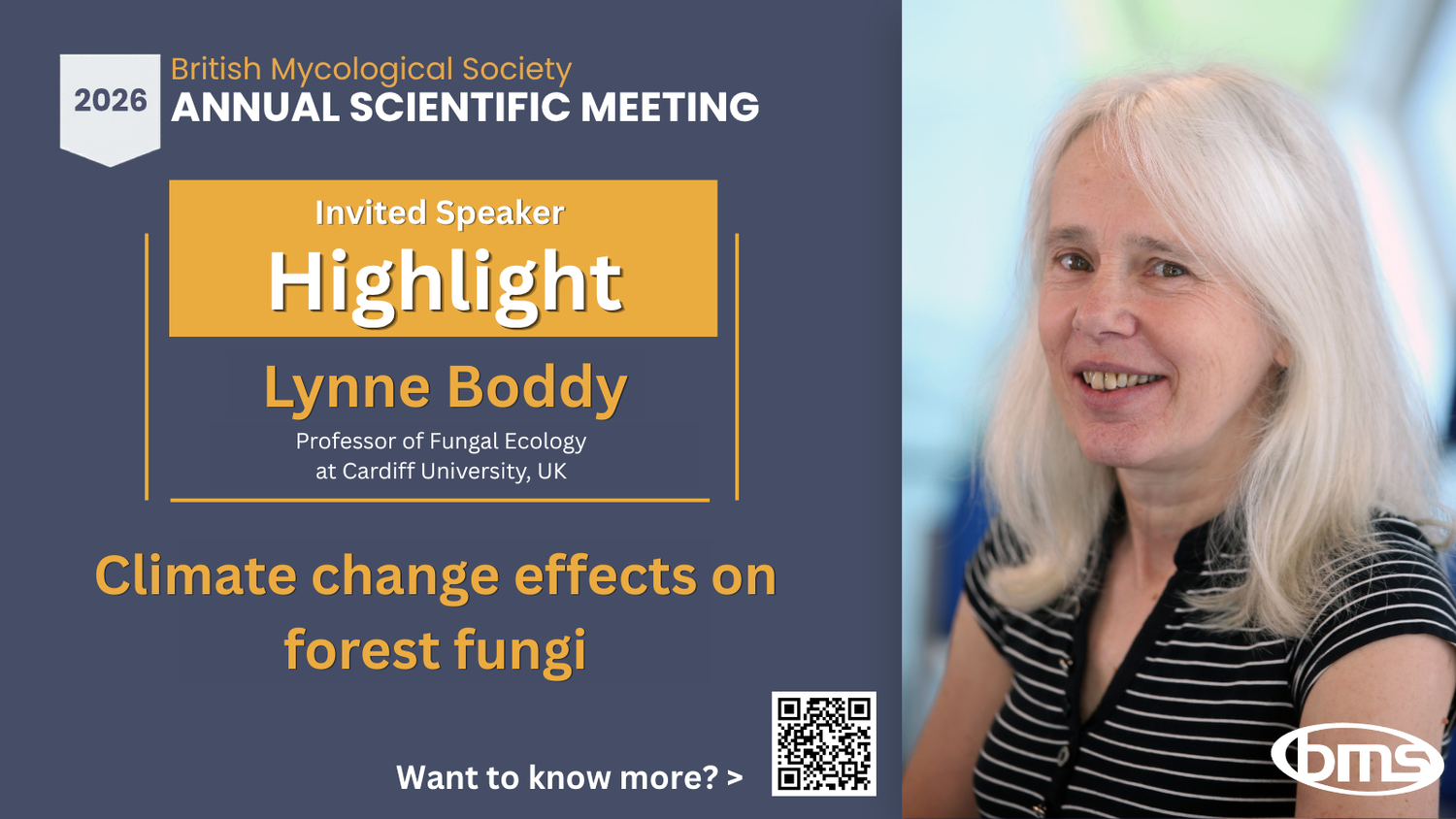 Lynne Boddy speaker at the BMS Annual Scientific Meeting 2026